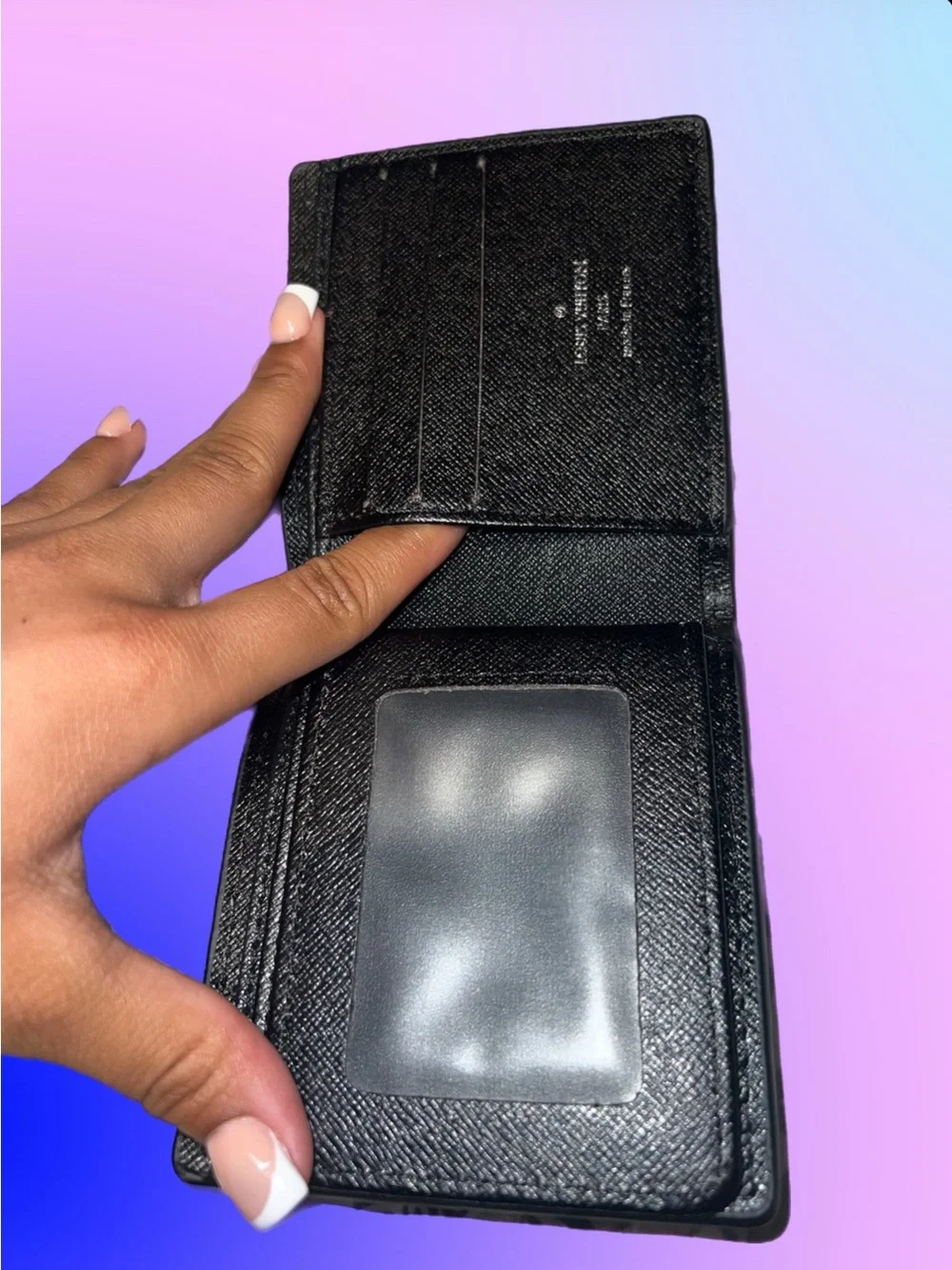 Louis Vuitton Black Embossed Monogram Wallet for Men